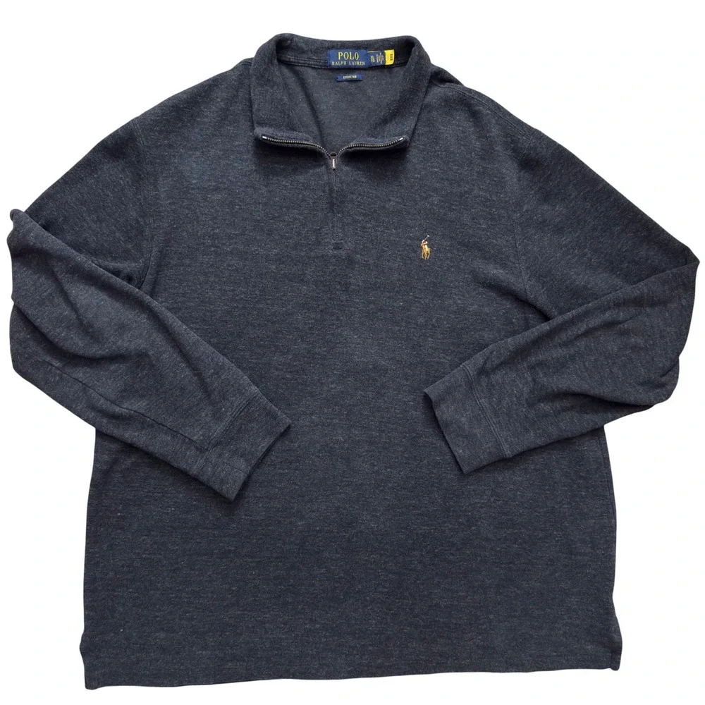 Polo‎ Ralph Lauren Preppy Estate-Rib Quarter-Zip Pullover Sweater XL HH13